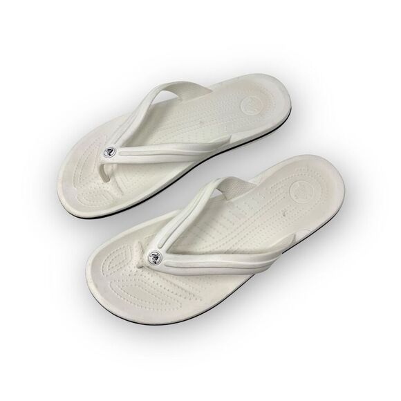 CROCS Other - Crocs Crocband Flip Flops White Sandals Men’s Size 11